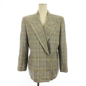 テーラード ジャケット ブレザー ダブル チェック 総裏 ウール グレー 9AR