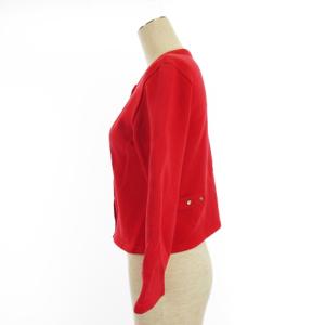 agnes b. PARIS カーディガン 長袖 クルーネック 裏起毛 コットン 赤 レッド T1 トップス GY31