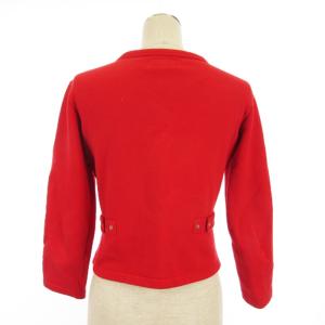 agnes b. PARIS カーディガン 長袖 クルーネック 裏起毛 コットン 赤 レッド T1 トップス GY31