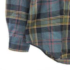 RALPH LAUREN 良品 シャツ 長袖 ボタンダウン チェック ロゴ 刺繍 コットン 青系 ブルー系 XS トップス GY31