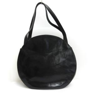 HIROFU ショルダー バッグ 丸型 レザー ロゴ 黒 ブラック 鞄 ECS