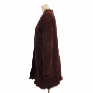 STUNNING LURE ムートン コート ノーカラー 羊革 本革 ジップアップ 茶系 ブラウン系 0 アウター GY99