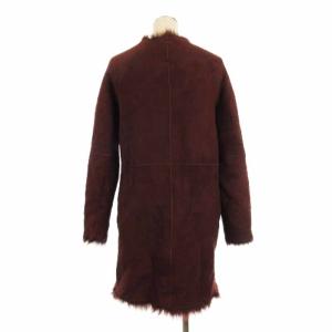 STUNNING LURE ムートン コート ノーカラー 羊革 本革 ジップアップ 茶系 ブラウン系 0 アウター GY99