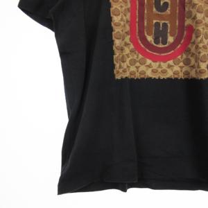 COACH Tシャツ カットソー 半袖 クルーネック シグネチャー ロゴ プリント 黒 ブラック L トップス ECS