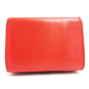 BALENCIAGA CASH ミニ ウォレット 三つ折り 財布 レザー ロゴ プリント イタリア製 赤 レッド ECS