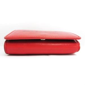 BALENCIAGA CASH ミニ ウォレット 三つ折り 財布 レザー ロゴ プリント イタリア製 赤 レッド ECS