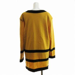GIVENCHY GLAMOUR ヴィンテージ ニット チュニック ロゴ 刺繍 黄色 マスタード 黒 ブラック 13号 LL