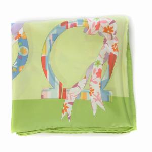 Salvatore Ferragamo スカーフ ガンチーニリボン柄 シルク 緑 グリーン