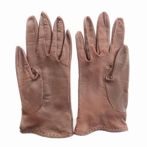 GUCCI 手袋 レザーグローブ 本革 イタリア製 ホースビット ゴールド金具 茶 ブラウン