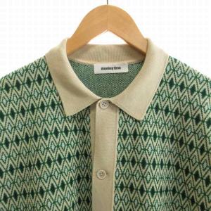 MONKEY TIME 22SS JQD KNIT SHIRT ジャガードニットシャツ カーディガン 襟付き 緑 グリーン ベージュ 8328-117-0060