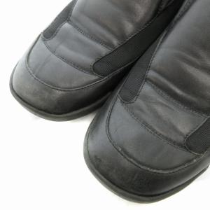 GUCCI レザースリッポン スニーカー シューズ ローカット ロゴ刻印 41E 26.0cm 黒 ブラック 1116088
