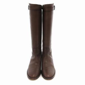 MARGARET HOWELL ジョッキーブーツ ロング レザー ベルト 241/2 24.5cm 茶 ブラウン