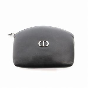 ノベルティ コスメポーチ レザー ロゴ 黒 ブラック