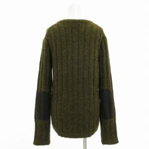 Ron Herman ニット セーター 長袖 エルボーパッチ Vネック アルパカ M カーキ