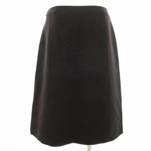 PRADA タグ付き ヴィンテージ 台形スカート ひざ丈 サイドジップ 42 L 茶 ダークブラウン