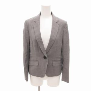 23区 美品 スーツ セットアップ ジャケット ミニスカート 背抜き シングル シャドーストライプ 32 XXS グレー