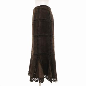 EPOCA スカート かぎ針編み レザー ミモレ丈 40 L 茶 ブラウン