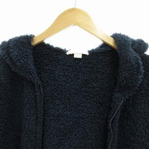 BAREFOOT DREAMS ロンハーマン RONHERMAN ボアフリースパーカー フーディー ジップアップジャケット 刺繍 S 紺 ネイビー