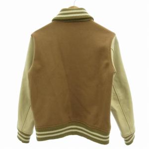 BEAMS スタジャン ブルゾン レザー切替 S ベージュ