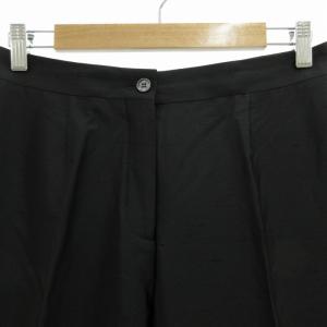 CELINE パンツ スラックス センタープレス ストレッチ ナイロン シルク混 40 L 黒 ブラック