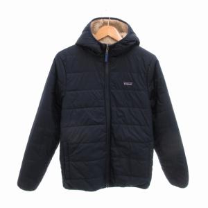 Patagonia リバーシブルボアジャケット シェル フード アウトドア アイボリー 紺 ネイビー