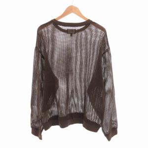 STUSSY 美品 コットンメッシュTシャツ カットソー 長袖 XL 茶 ブラウン