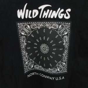 WILDTHINGS 美品 Tシャツ カットソー フロント 刺繍 バックプリント 半袖 M 黒 ブラック
