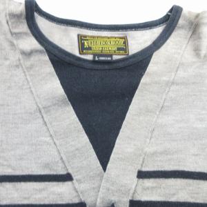 NEIGHBORHOOD 美品 Tシャツ 転写プリント カーディガン ストライプ 長袖 L グレー 黒 ブラック