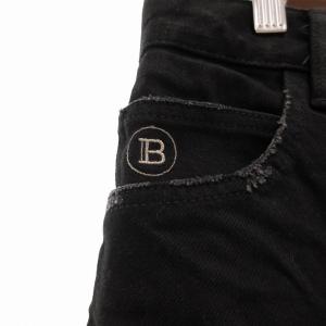 ダメージスキニーデニム ジーンズ ロゴ 刺繍 黒 ブラック GY01 AA