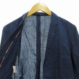 BURBERRY BLACK LABEL テーラードジャケット シングル 2B 薄手 リネン混 M 紺 ネイビー