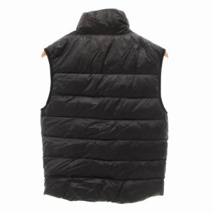 EMPORIO ARMANI EA7 ダウンベスト ロゴ プリント ジップアップ ナイロン S 黒 ブラック