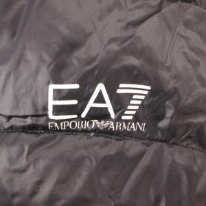 EMPORIO ARMANI EA7 ダウンベスト ロゴ プリント ジップアップ ナイロン S 黒 ブラック