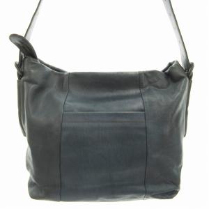 genten ワンショルダーバッグ 斜め掛け レザー ロゴ 青 ブルー