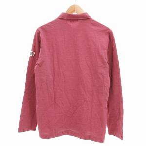 Papas ＋ プラス 美品 ポロシャツ カットソー ロゴ ワッペン 刺繍 長袖 M 赤紫系