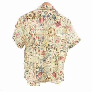 Paul Smith COLLECTION 美品 シャツ カジュアル 総柄 麻 リネン 半袖 S 黄緑 マルチカラー GY01