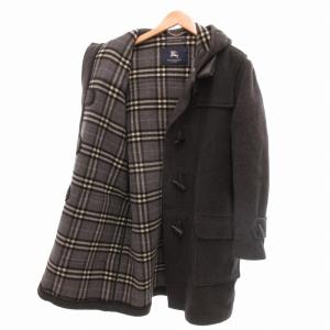 BURBERRY LONDON 美品 99年 ダッフルコート ウールメルトン フード ロング M チャコールグレー AA GY19