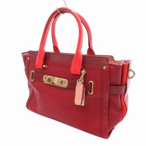 COACH スワッガー27 2way ハンドバッグ ショルダー キーチャーム レザー 紅 ボルドー 36153