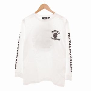 タグ付き Tシャツ ロンT スカル ロゴ 刺繍 プリント 長袖 M 白 ホワイト
