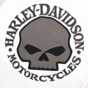 HARLEY DAVIDSON タグ付き Tシャツ ロンT スカル ロゴ 刺繍 プリント 長袖 M 白 ホワイト