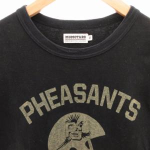 桃太郎ジーンズ MOMOTARO JEANS Tシャツ カットソー プリント アメフト ヘルメット 半袖 M 黒 ブラック