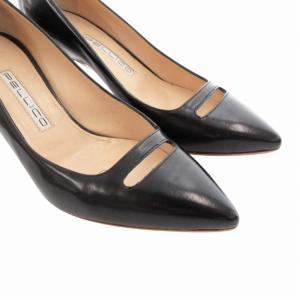 PELLICO 美品 パンプス シューズ ポインテッドトゥ ローヒール レザー イタリア製 36 23.0cm 黒 ブラック