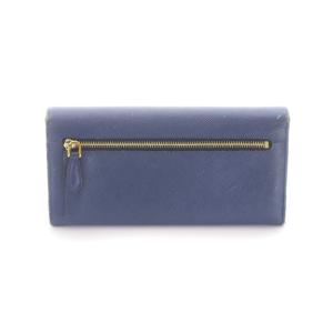 PRADA 長財布 リボン サフィアーノ レザー 青 ブルー ゴールド