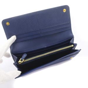 PRADA 長財布 リボン サフィアーノ レザー 青 ブルー ゴールド
