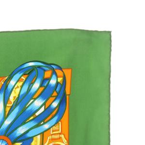 HERMES カレ90 CHEVAUX DE TRAIT 輓馬 スカーフ シルク 馬柄 総柄 緑 グリーン