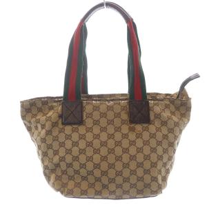 GUCCI シェリーライン ハンドバッグ トートバッグ GGキャンバス ロゴ 茶 ブラウン 131230