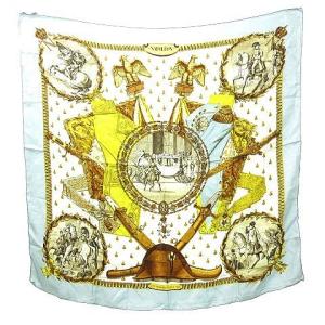 HERMES カレ90 NAPOLEON 皇帝ナポレオン 馬車柄 カレジェアン スカーフ ストール ショール 総柄 シルク100％ マルチ