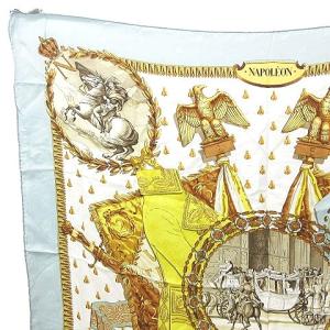 HERMES カレ90 NAPOLEON 皇帝ナポレオン 馬車柄 カレジェアン スカーフ ストール ショール 総柄 シルク100％ マルチ