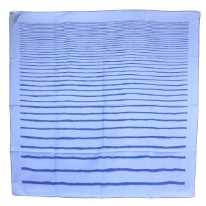 スカーフ カレ90 ボーダー シルク 水色 ブルー