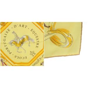 HERMES カレ90 ECOLE PORTUGAISE DART EQUESTRE 馬術学校 シルク イエロー