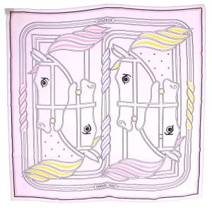 カレ70 QUADRIGE スカーフ シルク ピンク